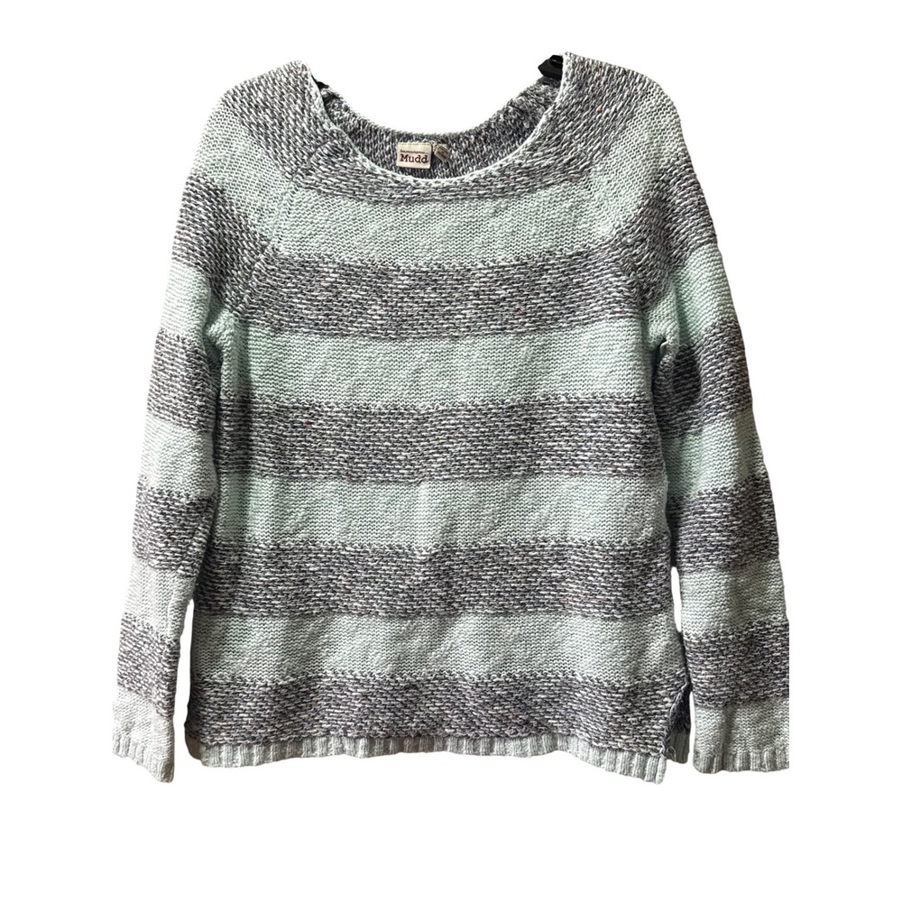 Mudd Y2K Striped Knit Sweater Light Mint Color Size L
